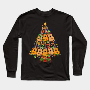 Christmas Tree Ukulele Christmas Lights Tree Ukulele Player Long Sleeve T-Shirt